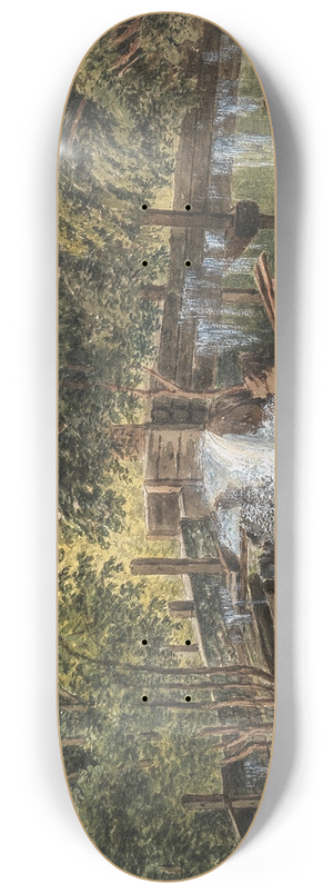 Gustav Barbarini - Waldstck mit einer hlzernen Bachruine 8.25 inch art skate deck