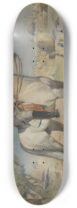Gustav Bauernfeind - A horseman by a Jerusalem Gate 8.25 inch art skate deck