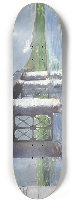 Gustave Caillebotte - The Seine and the Railroad Bridge at Argenteuil (La Seine et le pont du chemin de fer dArgenteuil) 8.25 inch art skate deck