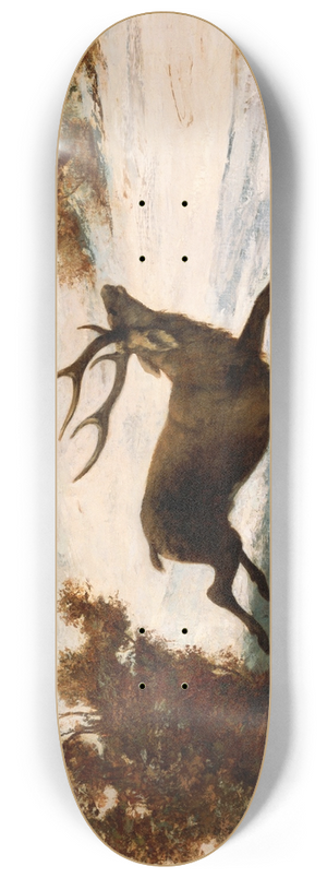 Gustave Courbet - Deer Running in the Snow 8.25 inch art skate deck