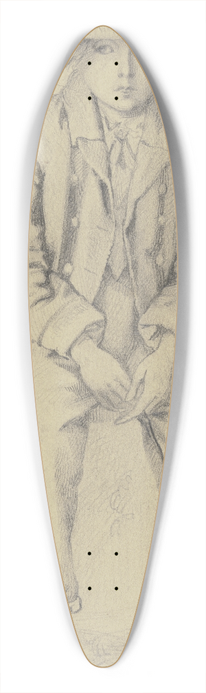 Teutwart Schmitson - Sitting boy with dog 39.3 inch art pintail longboard deck