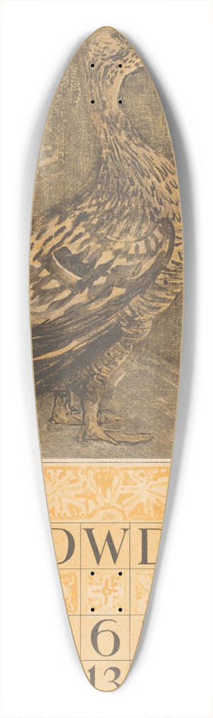 Theo van Hoytema - Kalenderblad januari met staande eend 39.3 inch art pintail longboard deck