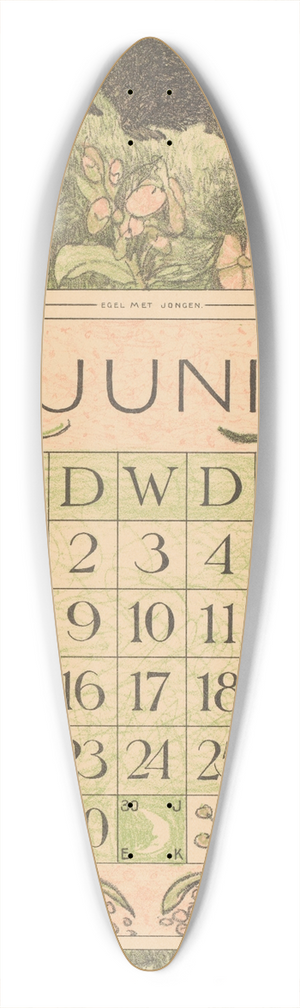 Theo van Hoytema - Kalenderblad juni met egels 39.3 inch art pintail longboard deck
