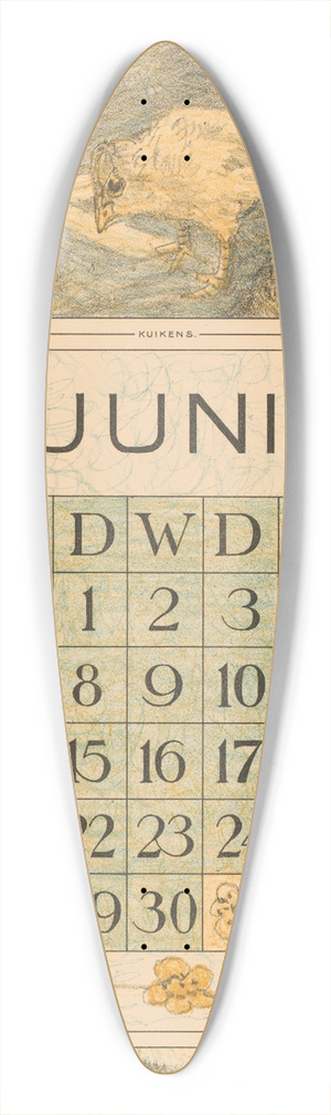 Theo van Hoytema - Kalenderblad juni met kuikens 39.3 inch art pintail longboard deck