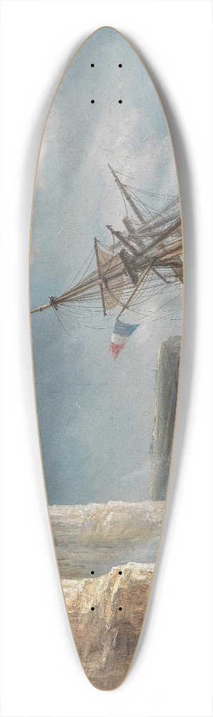 Thodore Gudin - Sormy Seas by a Chalk Coast 39.3 inch art pintail longboard deck