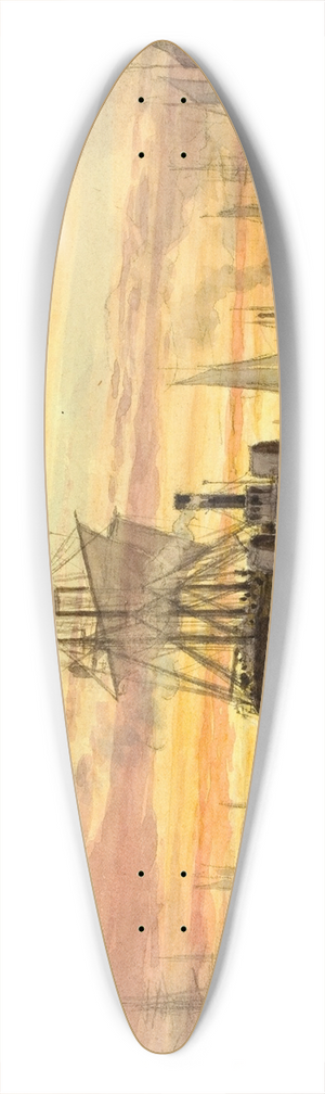Thomas Moran - Harbor Scene 39.3 inch art pintail longboard deck