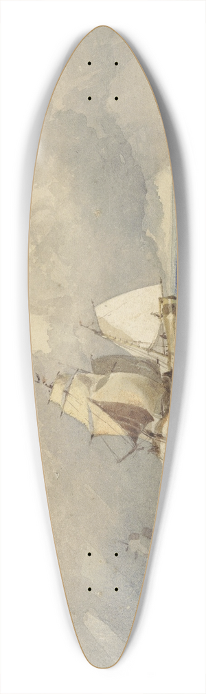 Thomas Sewell Robins - Driemasters en tjalk zeilend in volle zee 39.3 inch art pintail longboard deck
