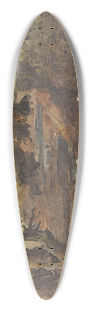 Thomas Sully - Two Figures in Stream, Bordered by Large Trees 39.3 inch art pintail longboard deck