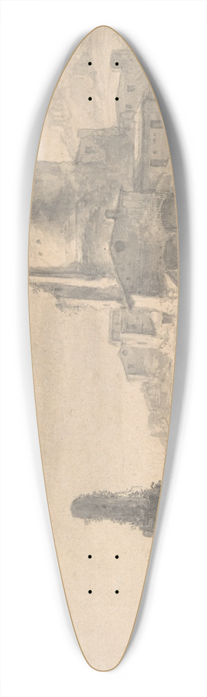 Thomas Wijck - Landscape with a Tower 39.3 inch art pintail longboard deck