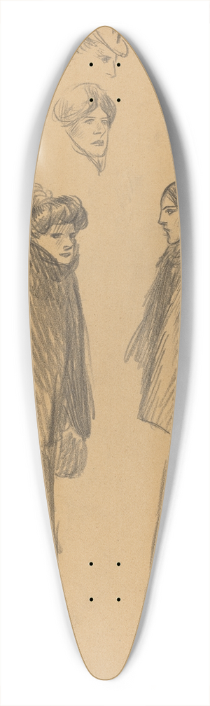 Thophile Alexandre Steinlen - Figure Studies (recto) 39.3 inch art pintail longboard deck