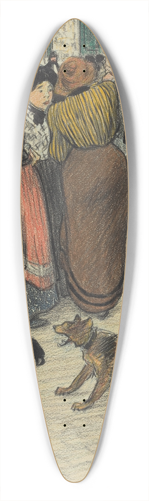 Thophile Alexandre Steinlen - Watching The Crowd 39.3 inch art pintail longboard deck