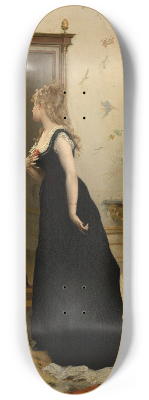 Gustave Lonard de Jonghe - In Front of the Mirror 8.25 inch art skate deck