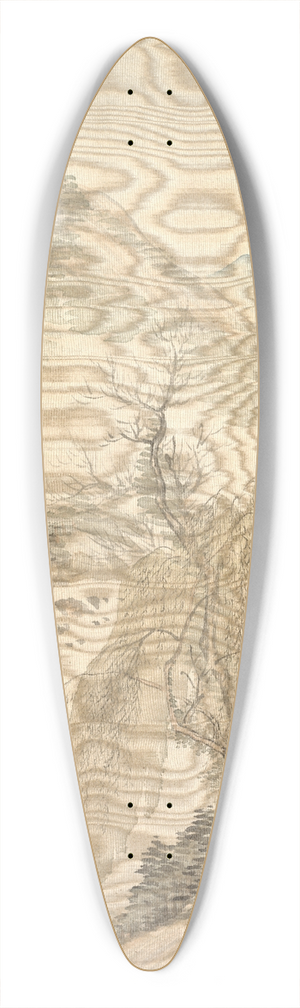 Tsubaki Chinzan - Willow and Waterfall 39.3 inch art pintail longboard deck