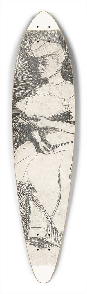 Umberto Boccioni - Donna con ventaglio 39.3 inch art pintail longboard deck