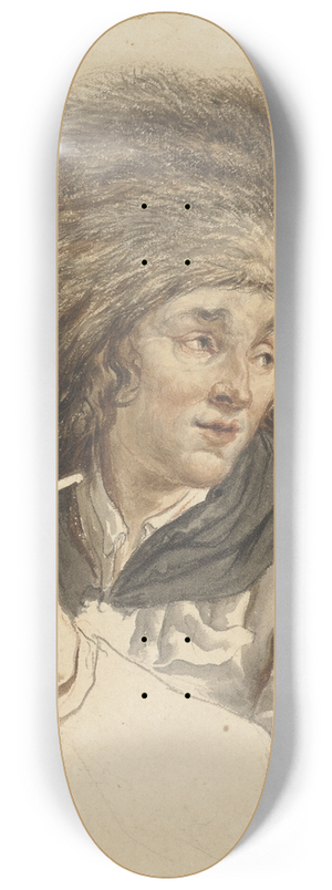 Abraham Van Strij - Man with Fur Hat and Pipe 8.25 inch art skate deck