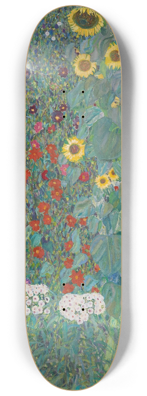Gustav Klimt - Cottage garden with sunflowers 8.25 inch art skate deck