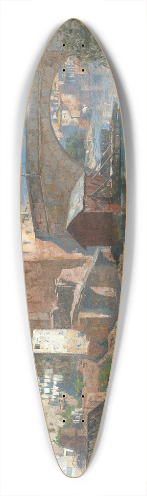 Veronika Maria Herwegen-Manini - Rome, Scene on the Tiber 39.3 inch art pintail longboard deck
