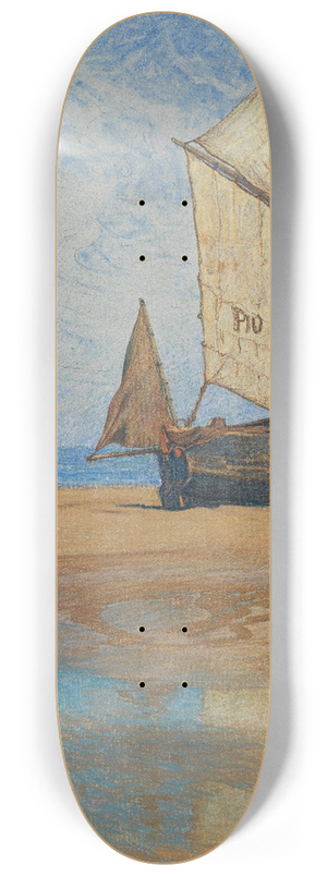 Gustav Schnleber - Ebbe (Segelboot am Strand) 8.25 inch art skate deck