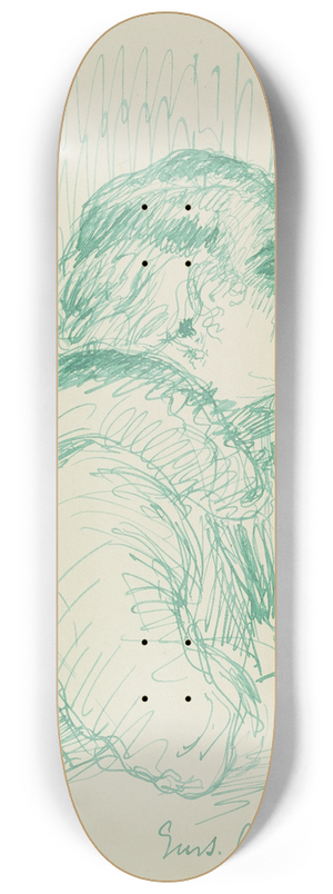 Gustav Schraegle - Dame, das Kinn in die Hand sttzend 8.25 inch art skate deck Gustav Schraegle - Dame, das Kinn in die Hand sttzend 8.25 inch art skate deck