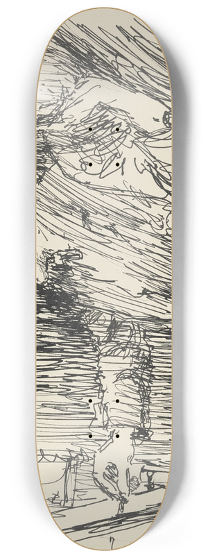 Gustav Schraegle - Draughtsman and lady at the table 8.25 inch art skate deck