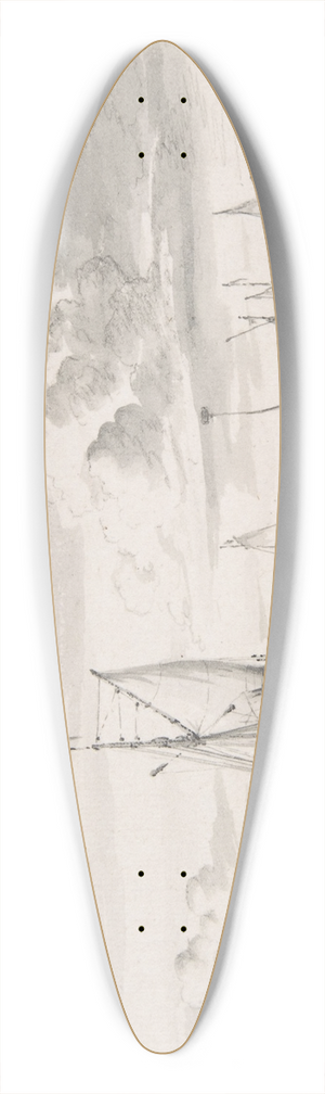 Wigerus Vitringa - Various Ships and a Rowing Boat on an Estuary 39.3 inch art pintail longboard deck