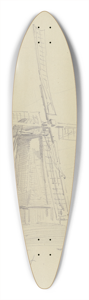 Wilhelm Busch - Dutch windmill 39.3 inch art pintail longboard deck