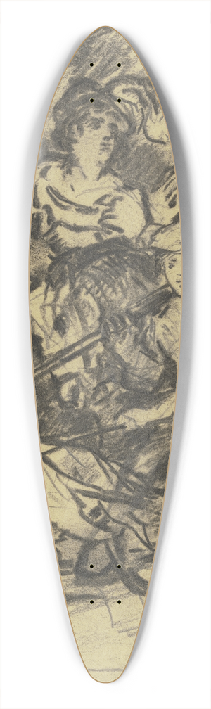 Wilhelm Trbner - Zwei Edelfrulein und ein Knappe reiten auf die Jagd, dabei Bursche und Rden 39.3 inch art pintail longboard deck