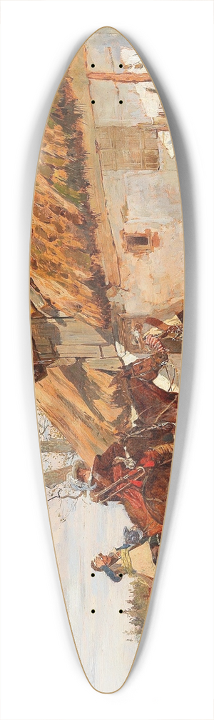 Wilhelm Velten - Resting by the Barn 39.3 inch art pintail longboard deck