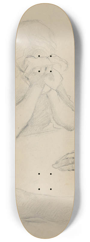 Gustv Mall - Sketch of Crying Woman and Detailed Hands Study 8.25 inch art skate deck