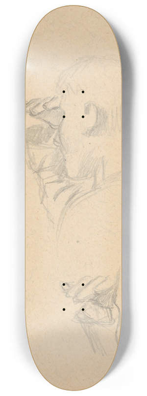 Gustv Mall - Study of a Head with Eyes Half Closed 8.25 inch art skate deck