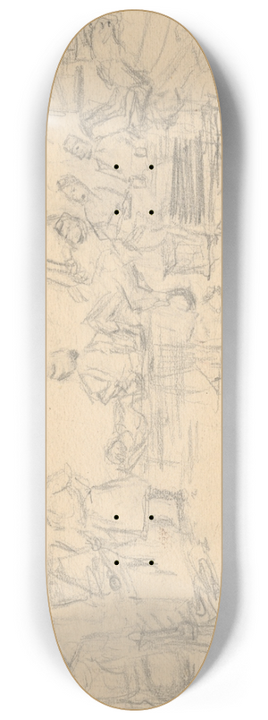 Gustv Mall - Study of a Robbery Scene in a Cottage 8.25 inch art skate deck