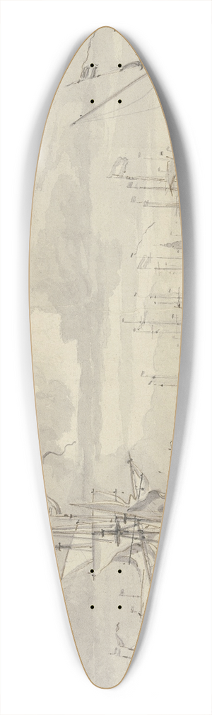Willem van de Velde the Younger - Die Gouden Leeuw vor Amsterdam 39.3 inch art pintail longboard deck