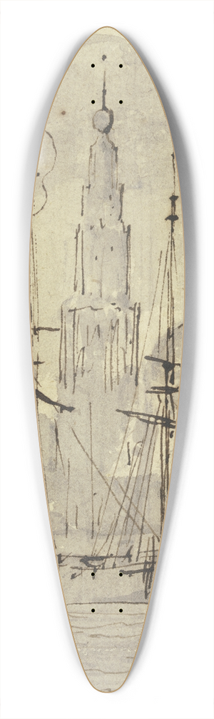 Willem van de Velde the Younger - Schiffe, vor einer Kirche liegend 39.3 inch art pintail longboard deck