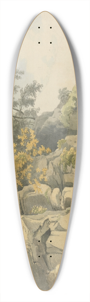 William Day - Wooded Rocks by a Stream 39.3 inch art pintail longboard deck