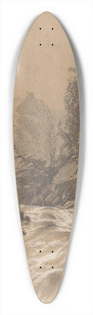William Hart - Mountain Landscape, Stream and Waterfall 39.3 inch art pintail longboard deck