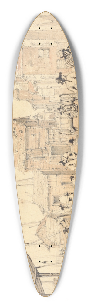 William Henry Harriott - Fish Market, Hastings 39.3 inch art pintail longboard deck