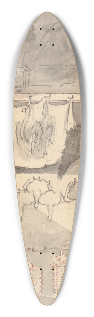 William Henry Pyne - Poulterers Shop 39.3 inch art pintail longboard deck