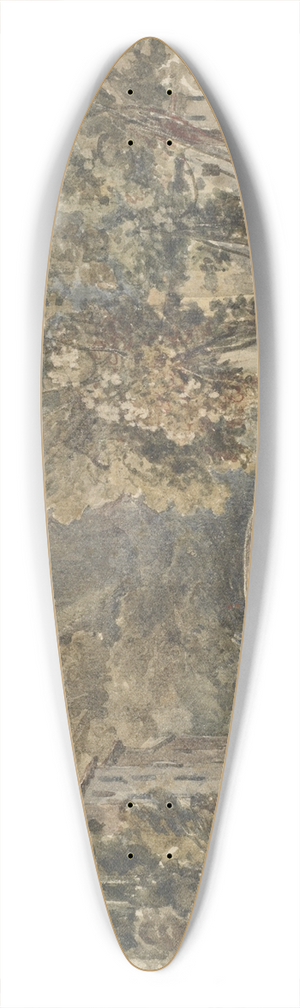 William James Mller - Landscape with bridge 39.3 inch art pintail longboard deck