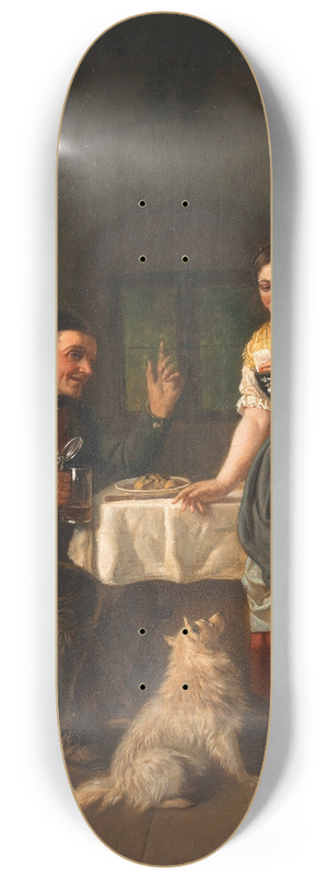 Hanno Rhomberg - Hunter in a Tavern with His Spitz Dog 8.25 inch art skate deck