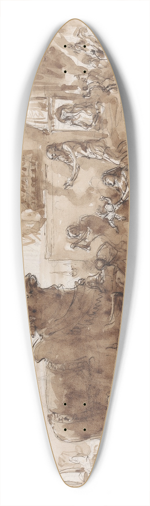 William Simpson - Famine in India 39.3 inch art pintail longboard deck