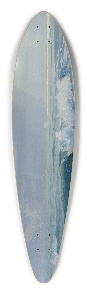 William Trost Richards - Crashing Waves Along the Seashore (Off the Coast, Rhode Island) 39.3 inch art pintail longboard deck
