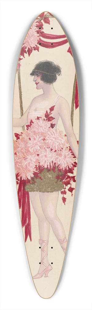 Will R. Barnes - 23-Chrysanthemums (Pink) 39.3 inch art pintail longboard deck
