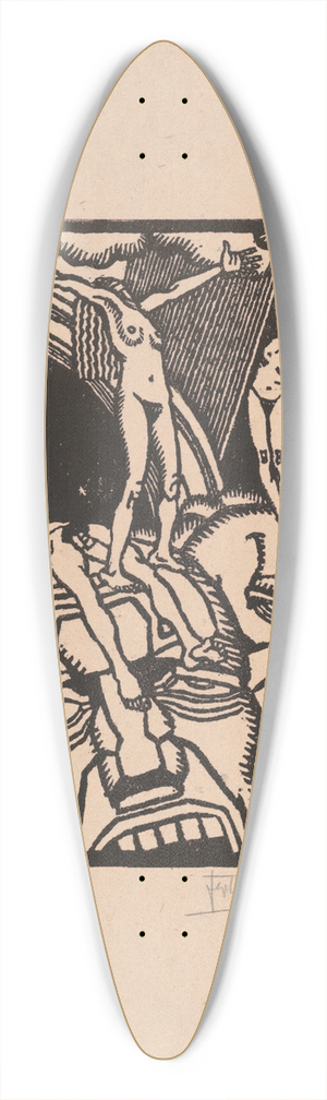 Winold Reiss - Untitled woodcut print 39.3 inch art pintail longboard deck