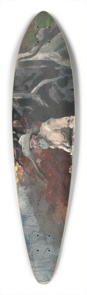 Winslow Homer - Campfire, Adirondacks 39.3 inch art pintail longboard deck