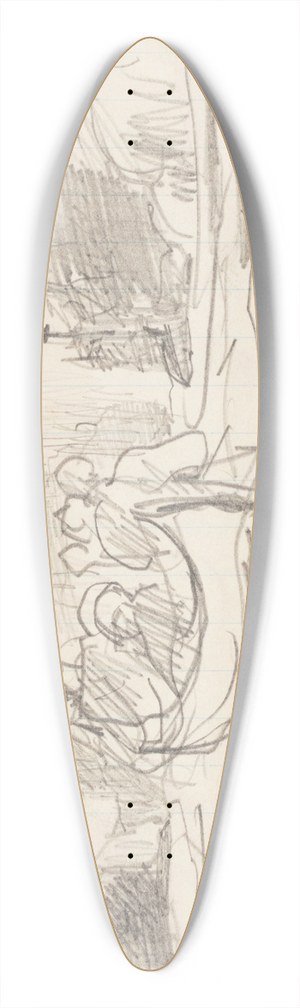 Winslow Homer - Canoe with Three Men, Ile Maligne, Quebec 39.3 inch art pintail longboard deck
