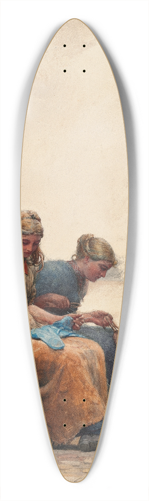 Winslow Homer - Mending the Nets 39.3 inch art pintail longboard deck