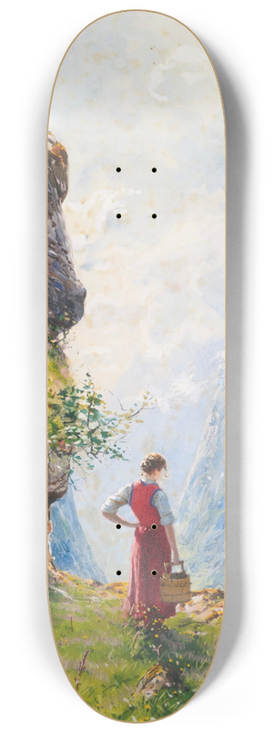 Hans Dahl - A Young Girl By A Fjord 8.25 inch art skate deck