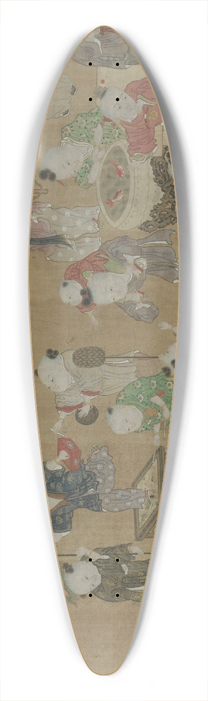 Xia Kui - Children at Play 39.3 inch art pintail longboard deck