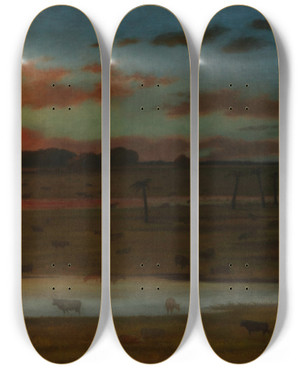 Triptych art skateboard deck of Cndido Lopez Invernada Del Ejercito Oriental by Candido Lopez (1840-1902)