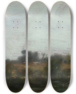 Triptych art skateboard deck of Zygmunt Sidorowicz River Landscape by Zygmunt Sidorowicz (1846-1881)